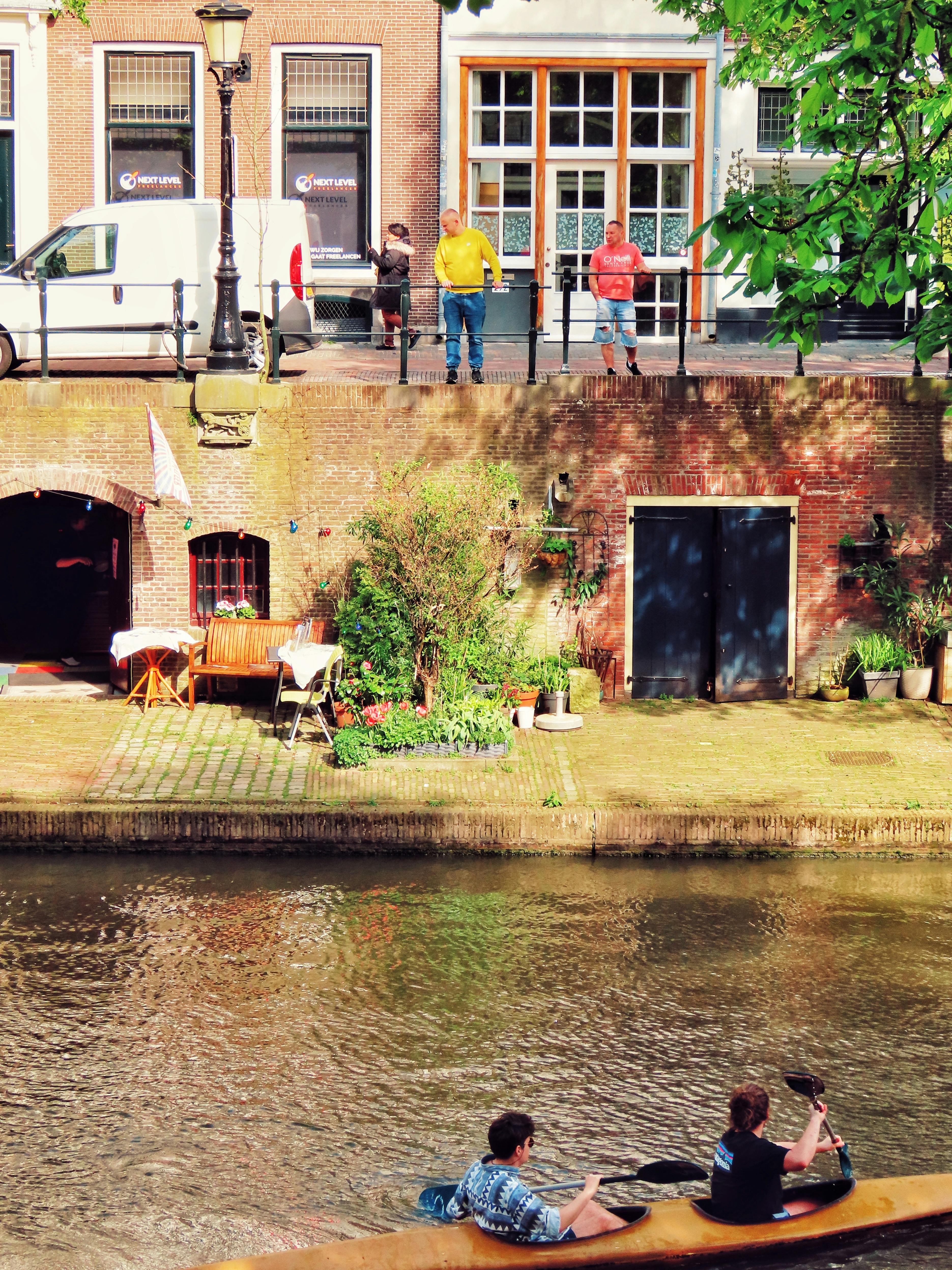 Kayaks along an Amsterdam canal